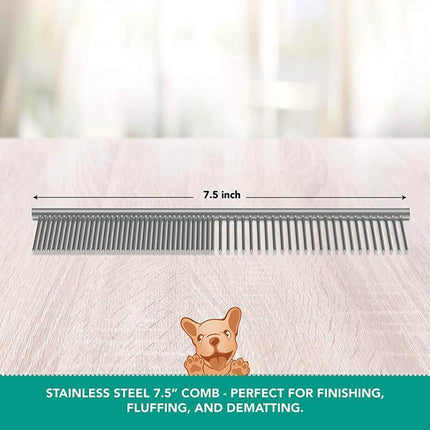 Stainless Steel Teeth Metal Comb Brush Pet Cat Dog Hair Grooming Trimmer Round - Aimall