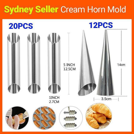 12-20PCS Stainless Steel Bread Baking Tube Cannoli Mold Cream Horn Mould Pastry - Aimall