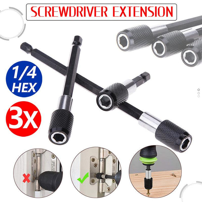 3Pcs Screwdriver Extension Kit Quick Release 1/4 Hex Shank Holder Drill Bit Set - Aimall