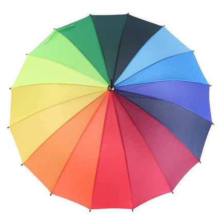 16 Ribs Large Rainbow Umbrella Fashion Straight Long Handle Anti UV Sun Rain AU - Aimall