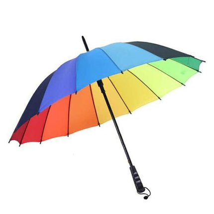 16 Ribs Large Rainbow Umbrella Fashion Straight Long Handle Anti UV Sun Rain AU - Aimall
