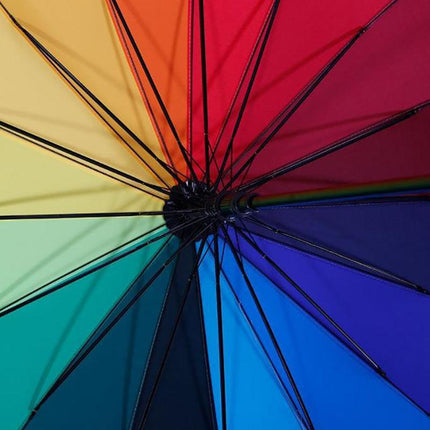 16 Ribs Large Rainbow Umbrella Fashion Straight Long Handle Anti UV Sun Rain AU - Aimall