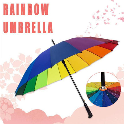 16 Ribs Large Rainbow Umbrella Fashion Straight Long Handle Anti UV Sun Rain AU - Aimall