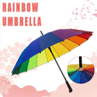 16 Ribs Large Rainbow Umbrella Fashion Straight Long Handle Anti UV Sun Rain AU - Aimall