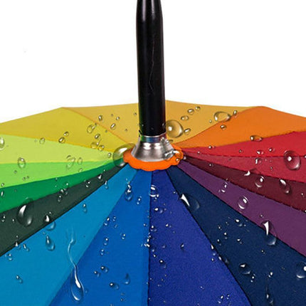 16 Ribs Large Rainbow Umbrella Fashion Straight Long Handle Anti UV Sun Rain AU - Aimall