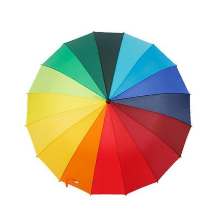 16 Ribs Large Rainbow Umbrella Fashion Straight Long Handle Anti UV Sun Rain AU - Aimall
