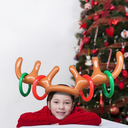 Antler Reindeer Hat Christmas Party Game Ring Moose Inflatable Toss Holiday Toys - Aimall