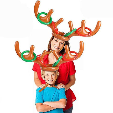 Antler Reindeer Hat Christmas Party Game Ring Moose Inflatable Toss Holiday Toys - Aimall