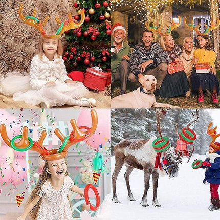Antler Reindeer Hat Christmas Party Game Ring Moose Inflatable Toss Holiday Toys - Aimall
