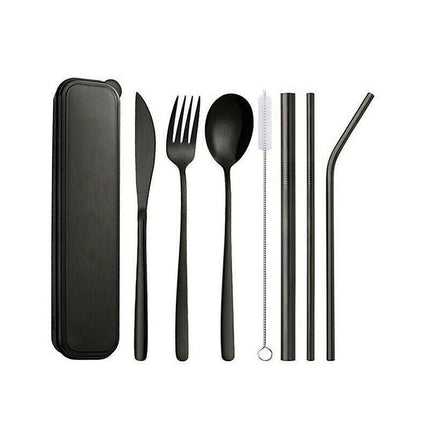 9PCS Premium Cutlery Travel (Portable) Set Stainless Steel (Knife, Fork, Spoon) - Aimall