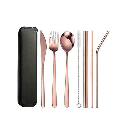 9PCS Premium Cutlery Travel (Portable) Set Stainless Steel (Knife, Fork, Spoon) - Aimall