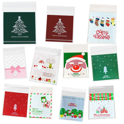 100x Christmas Cellophane Bag Party Favour Cookie Sweet Candy Biscuit Gift Bags - Aimall