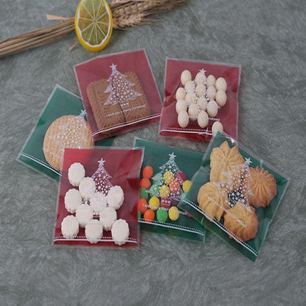 100x Christmas Cellophane Bag Party Favour Cookie Sweet Candy Biscuit Gift Bags - Aimall