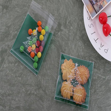 100x Christmas Cellophane Bag Party Favour Cookie Sweet Candy Biscuit Gift Bags - Aimall