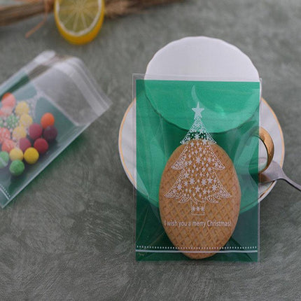 100x Christmas Cellophane Bag Party Favour Cookie Sweet Candy Biscuit Gift Bags - Aimall