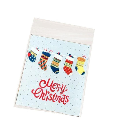 100x Christmas Cellophane Bag Party Favour Cookie Sweet Candy Biscuit Gift Bags - Aimall