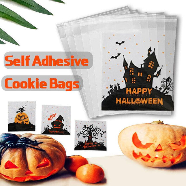 100pcs Candy Bag Gift Cookie Bags Halloween Decor Snack Plastic Packaging BagsAU - Aimall