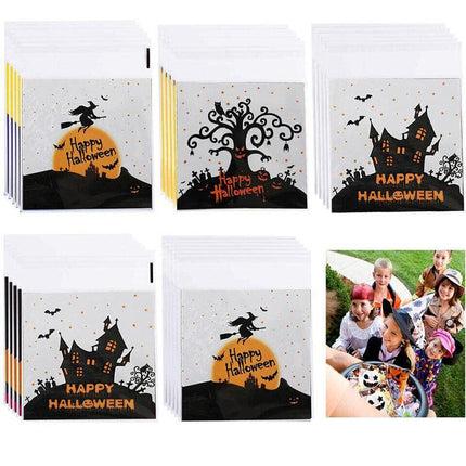 100pcs Candy Bag Gift Cookie Bags Halloween Decor Snack Plastic Packaging BagsAU - Aimall
