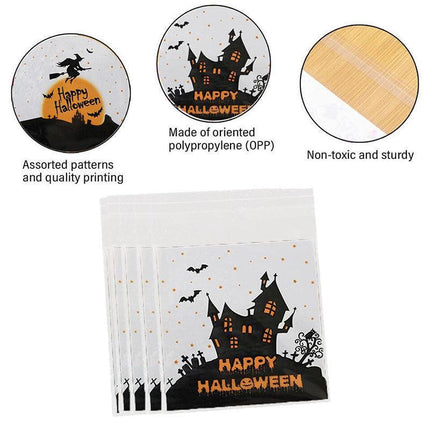 100pcs Candy Bag Gift Cookie Bags Halloween Decor Snack Plastic Packaging BagsAU - Aimall