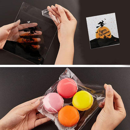 100pcs Candy Bag Gift Cookie Bags Halloween Decor Snack Plastic Packaging BagsAU - Aimall