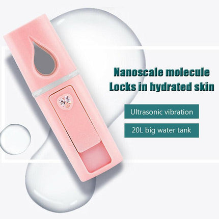 L2 Mini Nano Facial Mister with Top Mirror Rechargeable Cool Mist Sprayer AU - Aimall