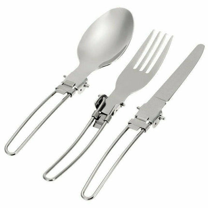 3PCS Stainless Foldable Knife Spoon Fork Travel Camping Picnic Folding Utensil - Aimall