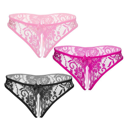 Sexy-Lingerie-Women's-Crotchless-Thongs-Panties-G-String-Underwear-Women-Lace-AU - Aimall