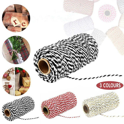 2mm*100m Bakers Christmas Cotton Cord Bundle Wrapping Craft Twine Gifts String - Aimall