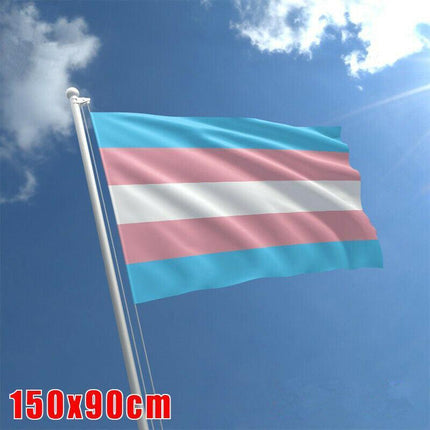 Transgender LARGE Flag 90x150 cm Trans Pride LGBT Lesbian Gay rainbow Mardi Gras - Aimall