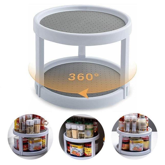 Can Tamer Kitchen Fridge Spinning Storage Organizer Shelf Rack Pantry 2 Tier AU - Aimall