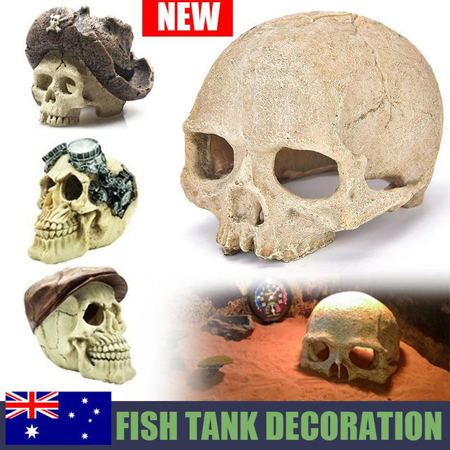 Artificial Fake Skull Head Bone Aquarium Ornament Fish Tank Decoration - Aimall