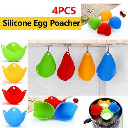 4Pcs Silicone Egg Poacher Poaching Pods Pan Poached Cups Moulds For Kitchen AU - Aimall