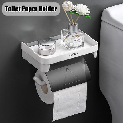Toilet Paper Holder Waterproof Wall Mount Roll Paper Dispenser Tissue Box Shelf - Aimall