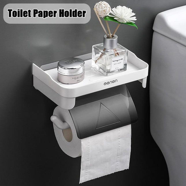 Toilet Paper Holder Waterproof Wall Mount Roll Paper Dispenser Tissue Box Shelf - Aimall
