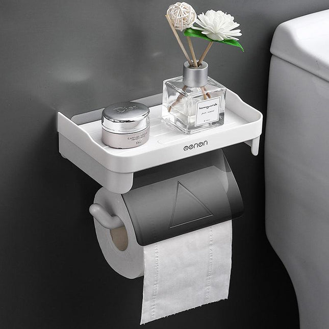 Toilet Paper Holder Waterproof Wall Mount Roll Paper Dispenser Tissue Box Shelf - Aimall