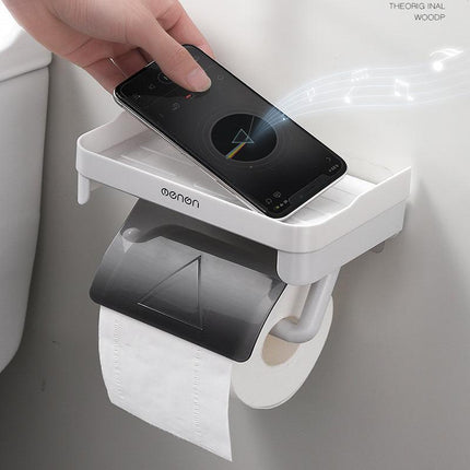 Toilet Paper Holder Waterproof Wall Mount Roll Paper Dispenser Tissue Box Shelf - Aimall