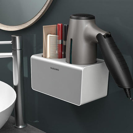 Hair Dryer Holder Storage Rack Curling Shelf Cup Bathroom Organizer Adhesive AU - Aimall