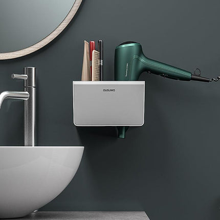 Hair Dryer Holder Storage Rack Curling Shelf Cup Bathroom Organizer Adhesive AU - Aimall