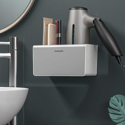 Hair Dryer Holder Storage Rack Curling Shelf Cup Bathroom Organizer Adhesive AU - Aimall