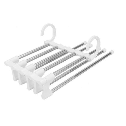 5 in1 Multi-functional Pants rack Stainless-Steel Wardrobe Magic Clothes Hanger - Aimall