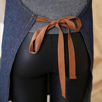 Adjustable Denim Apron Pocket Hanging Neck Cooking Kitchen Baking Bar Cafe Chefs - Aimall