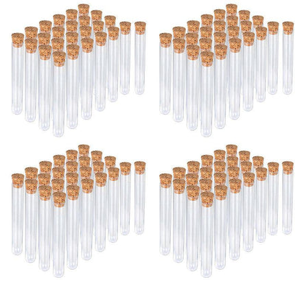 50/100X Clear Plastic Test Tube With Wooden Cork Stopper Wedding Favors Bottles - Aimall