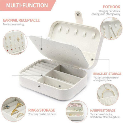 Portable Travel Jewellery Box Organizer Leather Ornaments Display Case Storage - Aimall