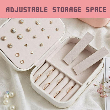 Portable Travel Jewellery Box Organizer Leather Ornaments Display Case Storage - Aimall