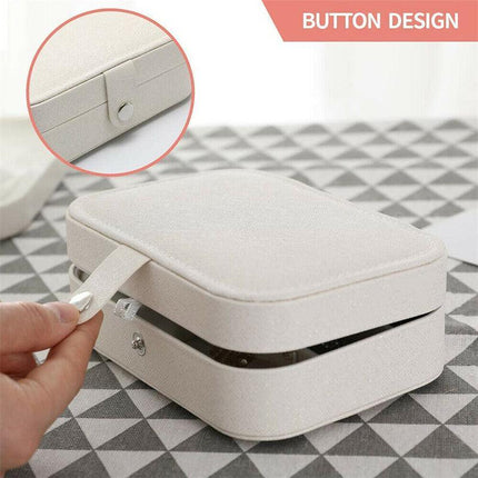 Portable Travel Jewellery Box Organizer Leather Ornaments Display Case Storage - Aimall