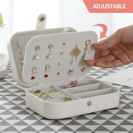 Portable Travel Jewellery Box Organizer Leather Ornaments Display Case Storage - Aimall