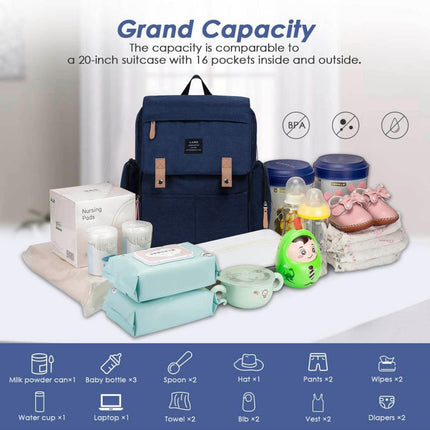 2022 GENUINE LAND Multifunctional Baby Diaper Backpack Changing Bag Nappy Mummy - Aimall