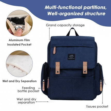 2022 GENUINE LAND Multifunctional Baby Diaper Backpack Changing Bag Nappy Mummy - Aimall