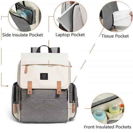 2022 GENUINE LAND Multifunctional Baby Diaper Backpack Changing Bag Nappy Mummy - Aimall