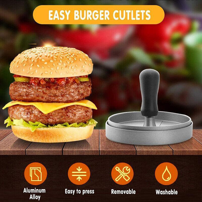 Non-Stick Burger Press Aluminum Hamburger Maker Patty Mold DIY Meat Beef BBQ AU - Aimall